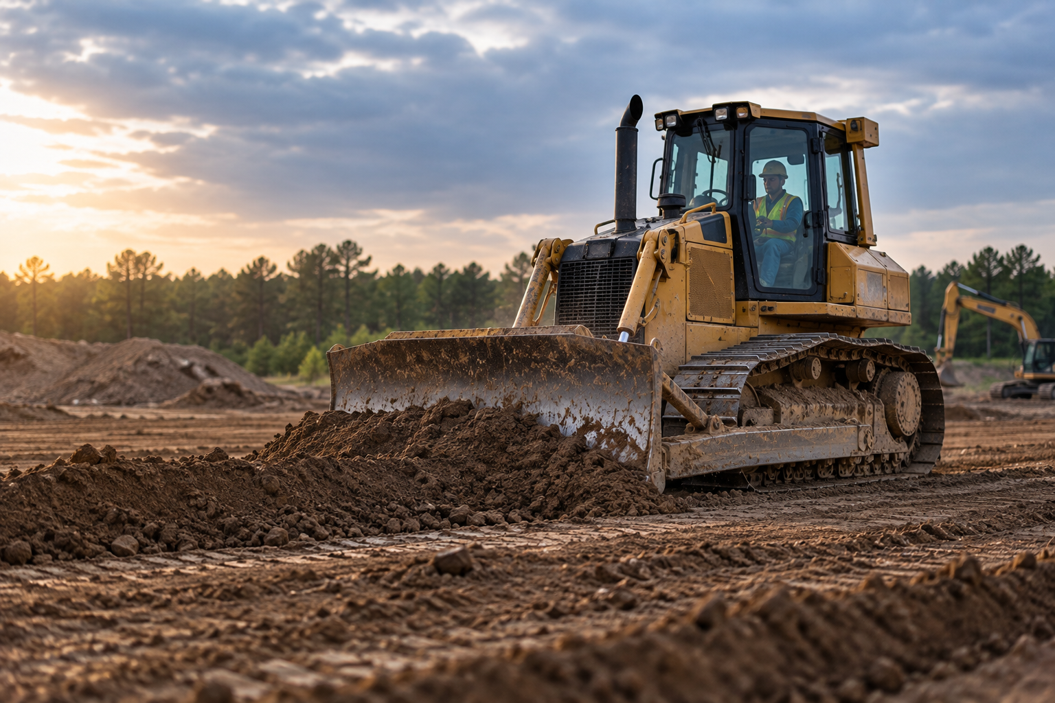 Bulldozer operator gaining additional hands-on seat time